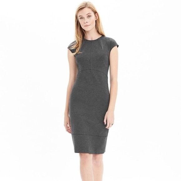Banana Republic Gray Ponte Sheath Midi Dress - Picture 1 of 7